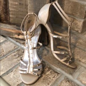 Iridescent Cream women’s dress sandals